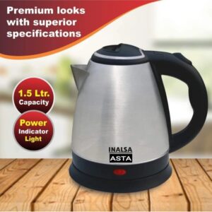 Inalsa Asta 1350w 1.5ltr electric kattle(2 years warranty)